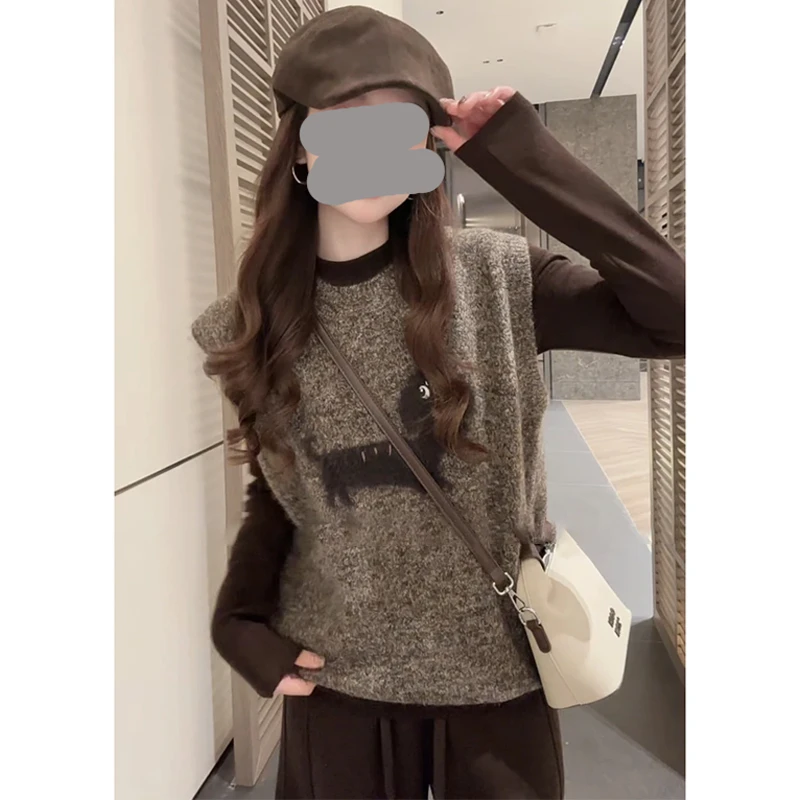 韩版时尚高级感无袖针织毛衣女2025年早秋新款小众洋气百搭上衣潮