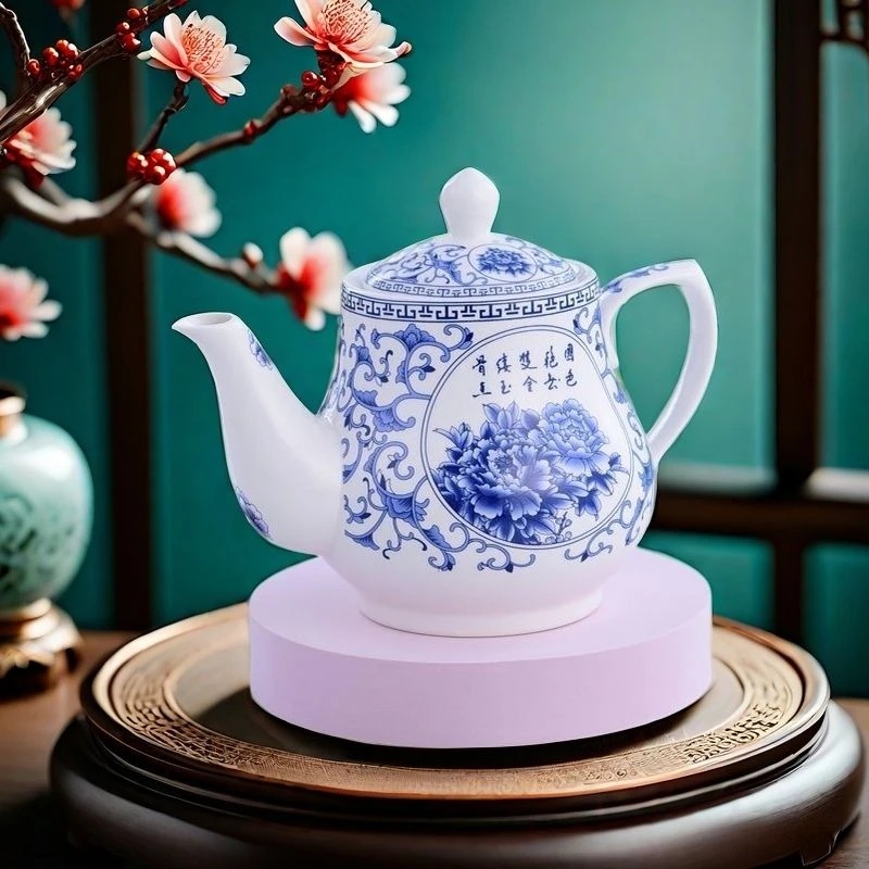 口径9.5高度18景德镇陶瓷青花缠之2.5斤容量大茶壶新款233