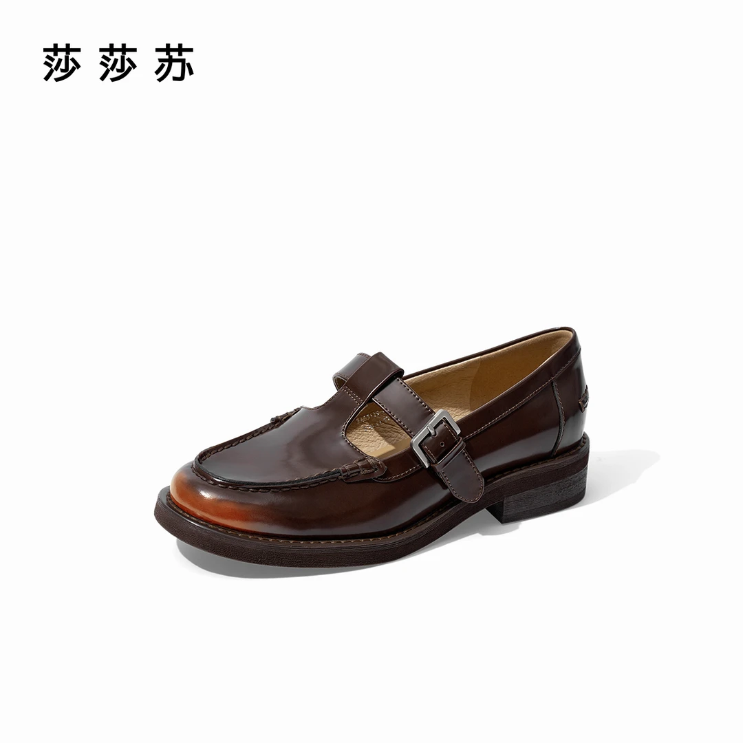 【邦妮小姐】莎莎苏2025春季新款T字带圆头玛丽珍乐福鞋ZA65119-40