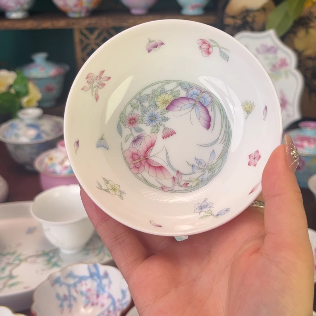 摆件陶景德镇陶瓷茶杯手绘
