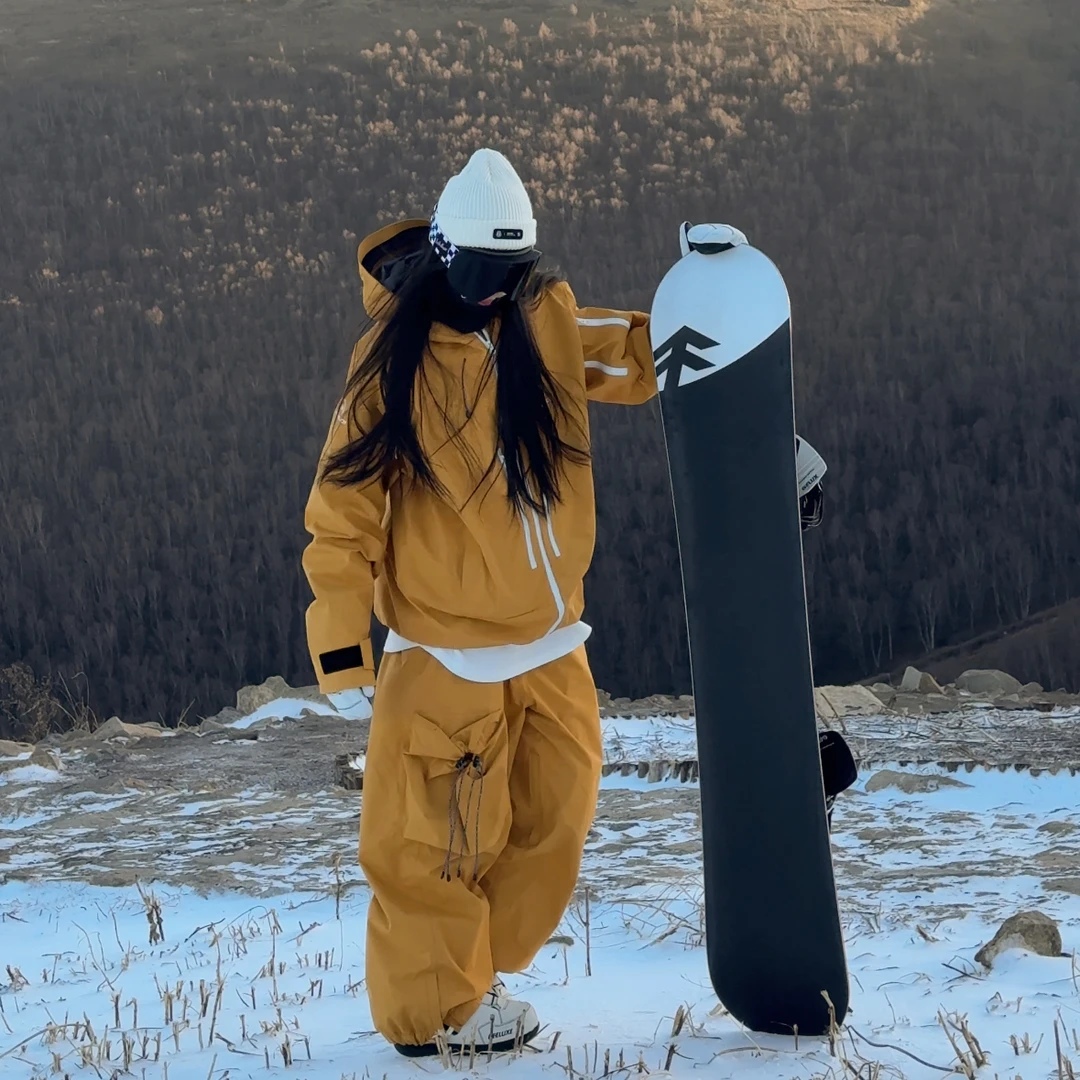 MOANDJOY24-25款枯叶黄滑雪服套装男女同款防风防水耐磨