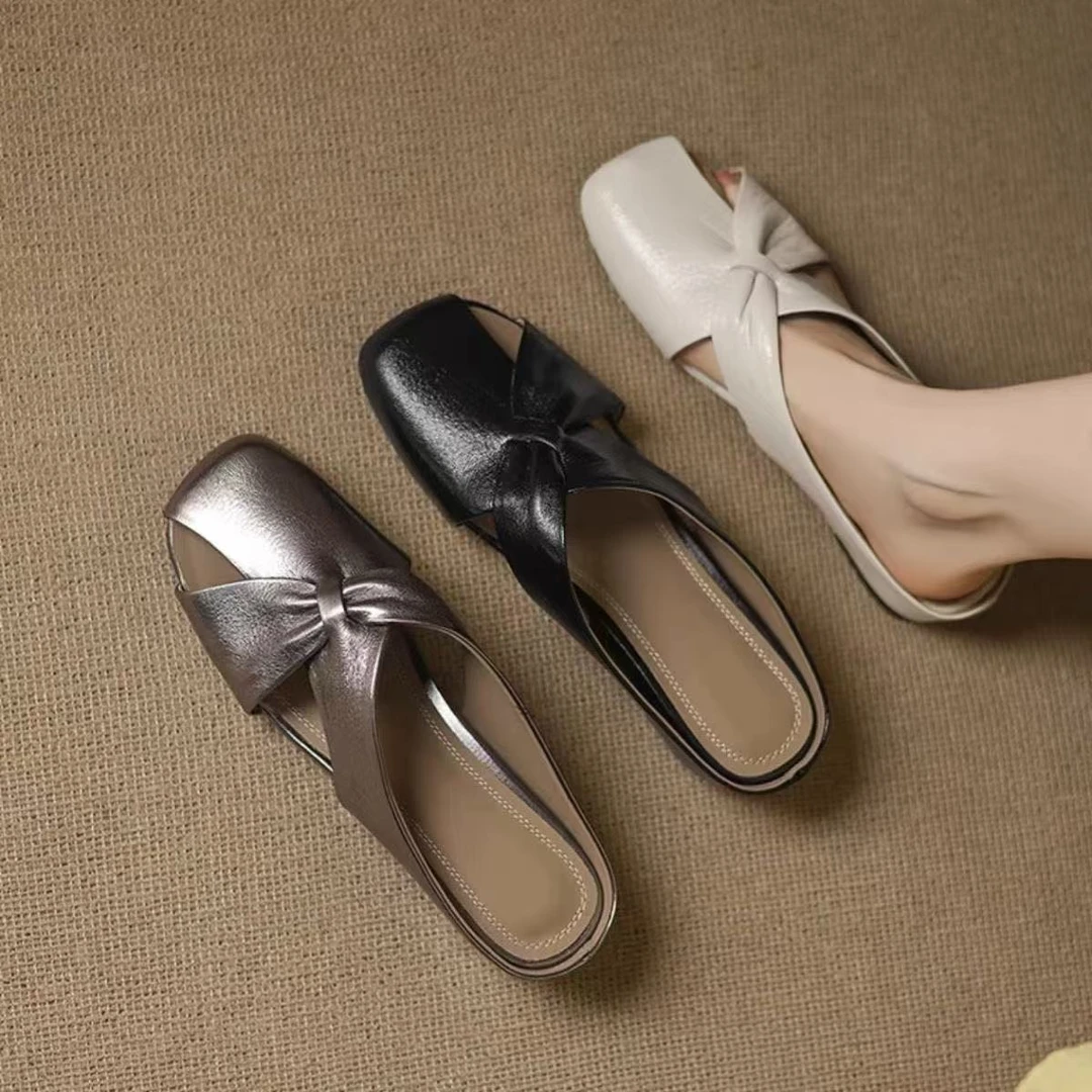 彤旭【编码010-055】2025新款内增高软底休闲百搭时尚包头坡跟拖鞋