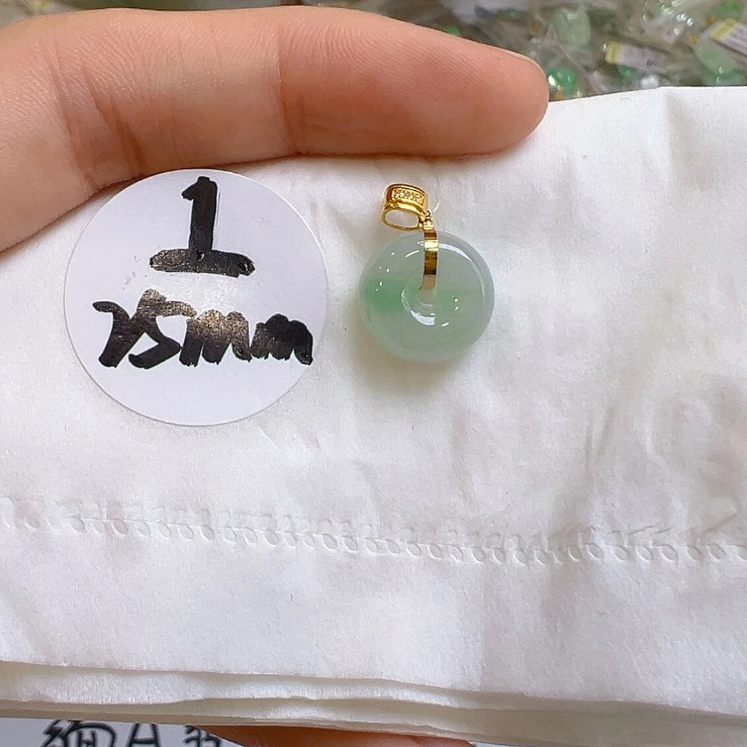 翡翠18K金镶嵌吊坠(不含链)翡翠