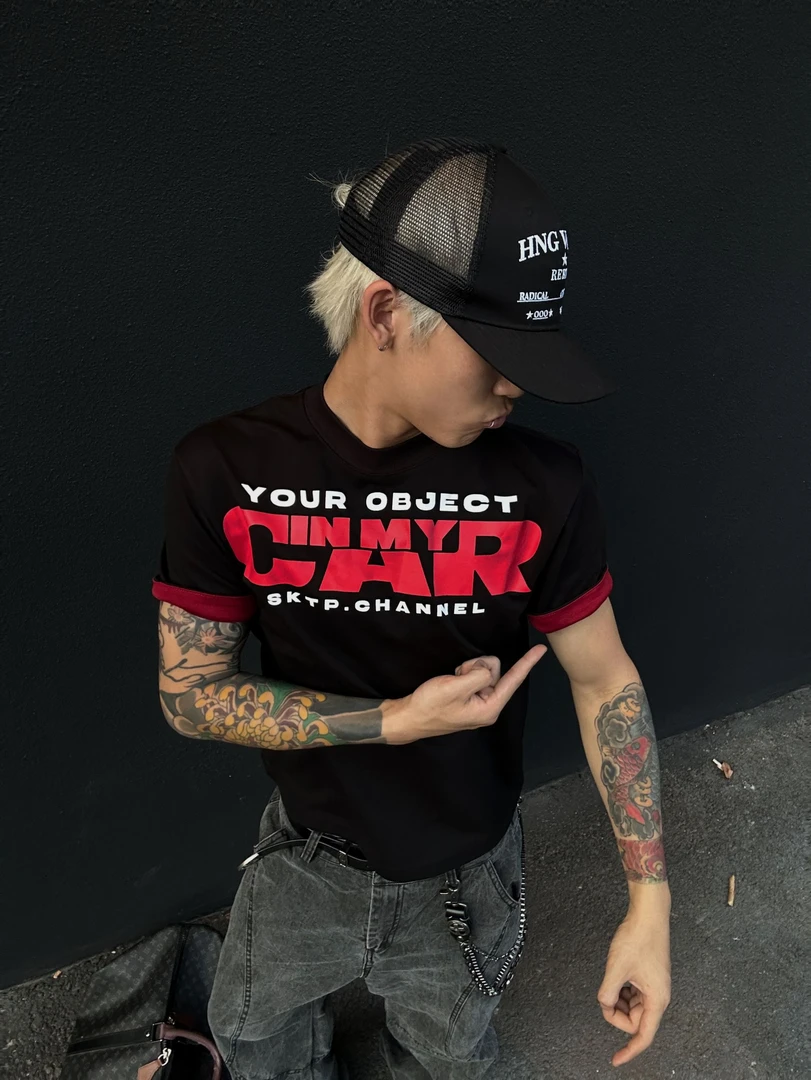 SKATEPARK "你马子在我车里"260g双色布正肩收领口小众设计短袖