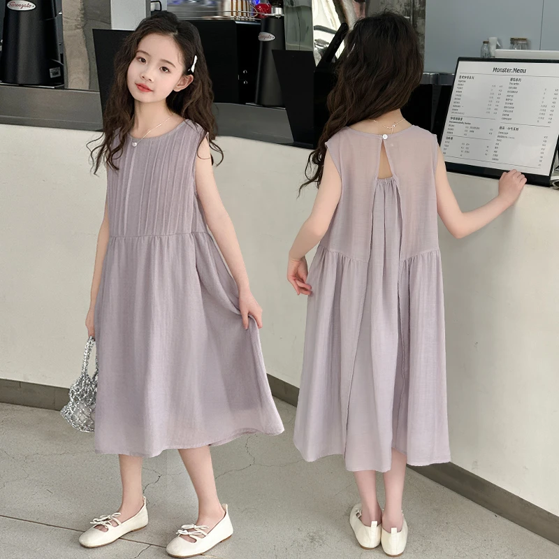 2025夏季新款女中童香芋紫连衣裙-L424