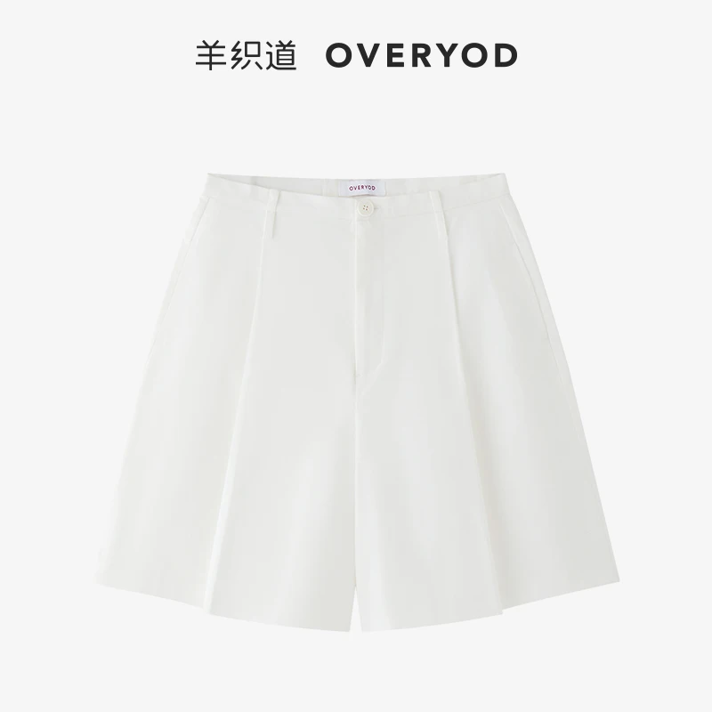 羊织道琴蕾 2025年春夏季女新款百慕大宽松白色高腰裤子休闲短裤