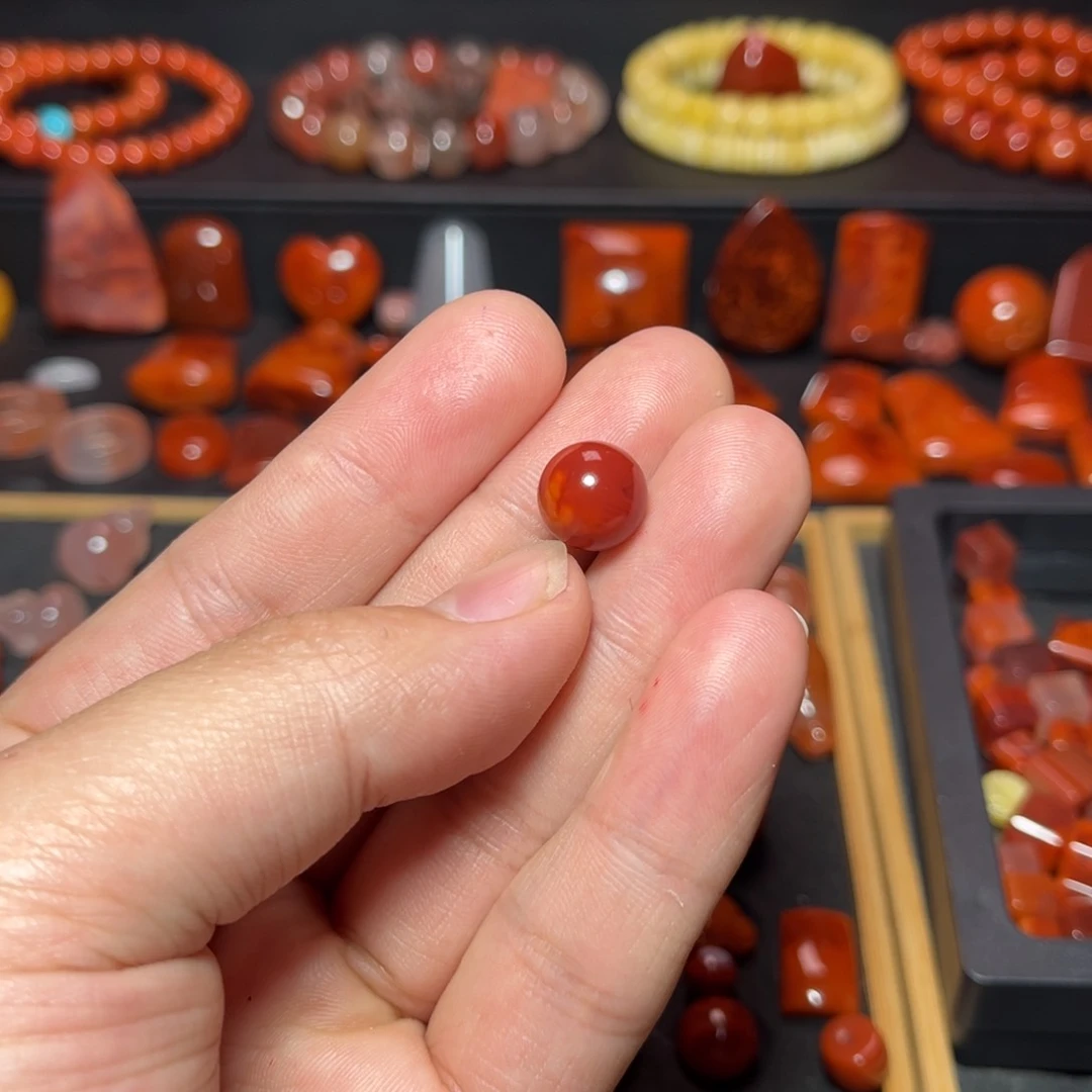 南红玛瑙珠宝奇石未镶嵌原矿瓦西单珠10.5mm