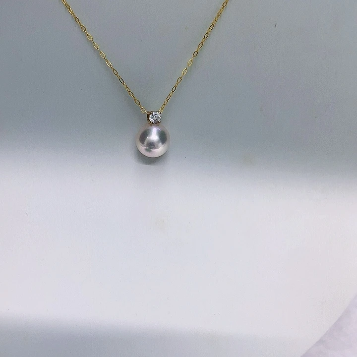 18K金镶嵌吊坠8.5-9海水珍珠