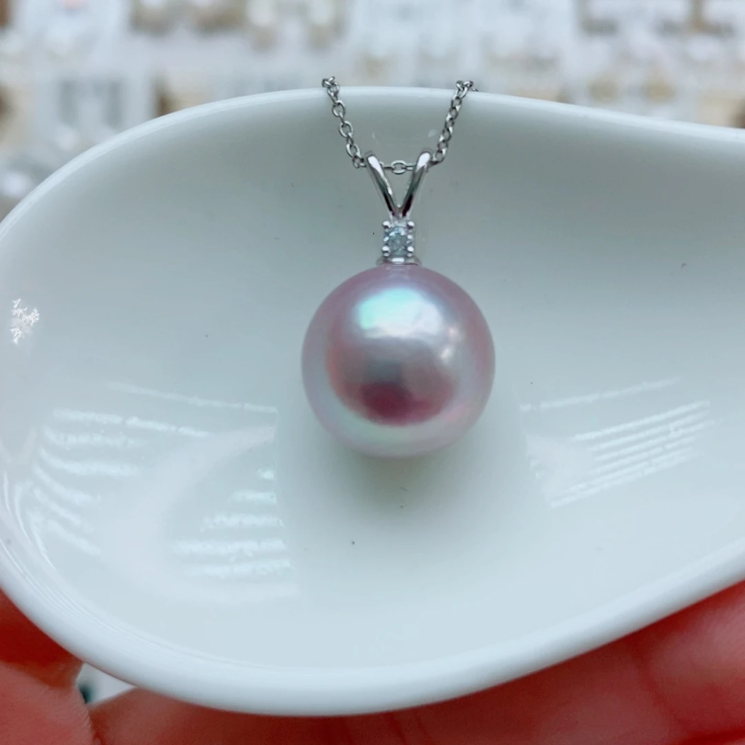 淡水珍珠银S925镶嵌吊坠(赠链)13mm