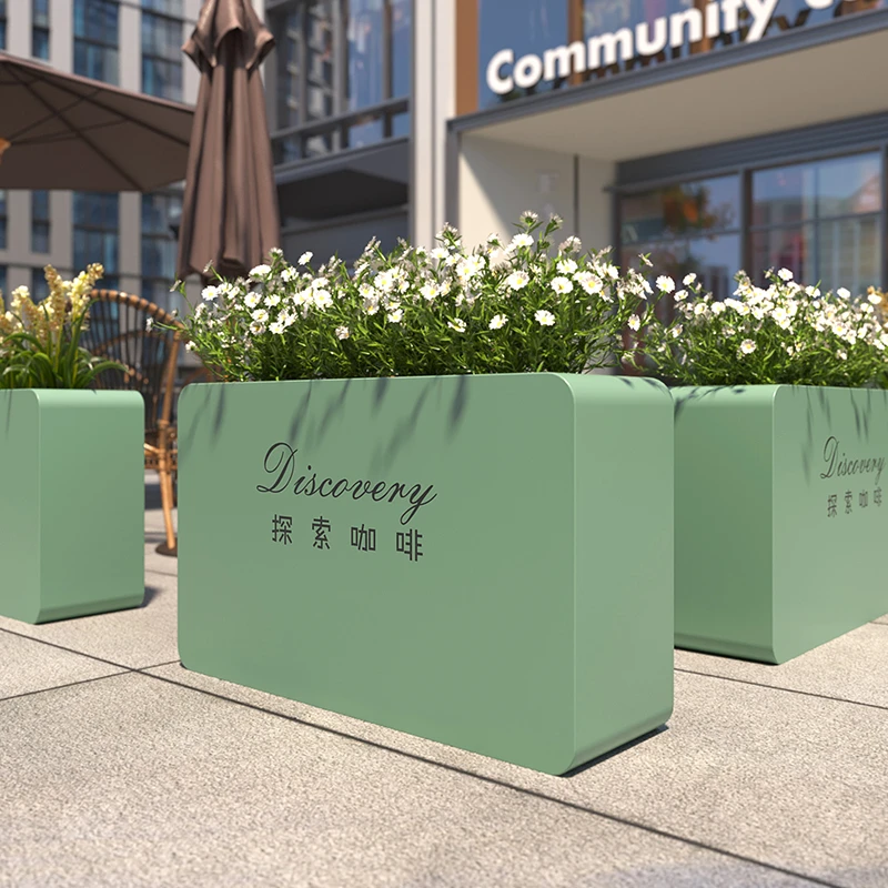 Divincenzo/迪温琴佐户外不锈钢圆角花箱铁艺花槽咖啡厅门店外摆