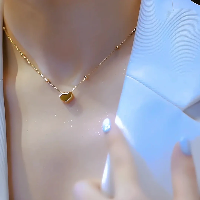 实心爱心项链2025年新款不掉色时尚设计锁骨链