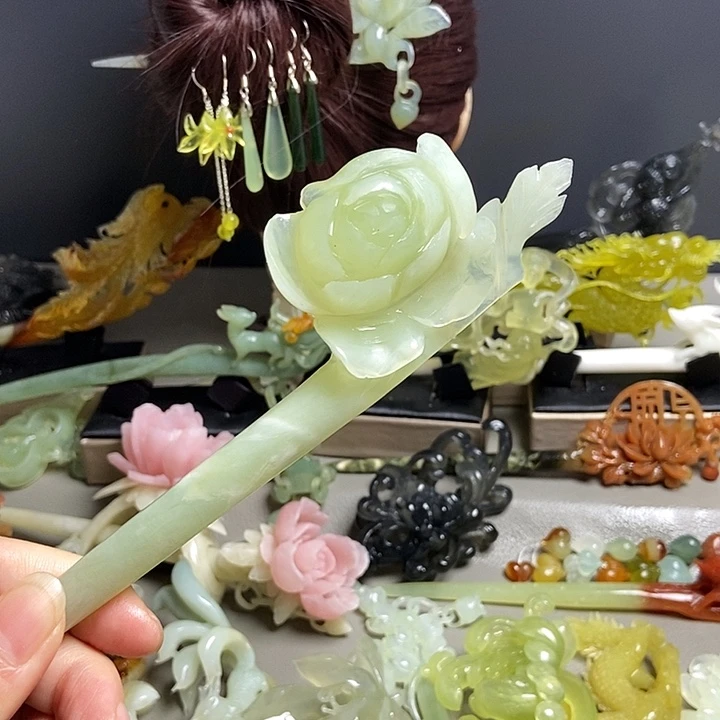 岫玉未镶嵌发簪发簪