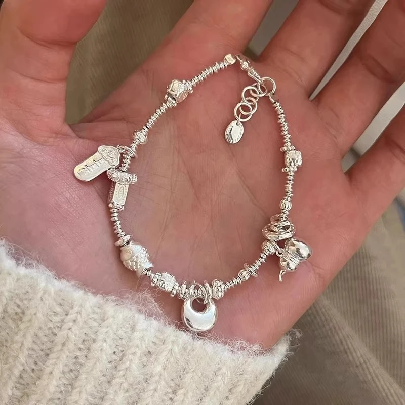 足银手链 足银999葫芦小胖福吊坠手链简约小众设计感ins风送女友