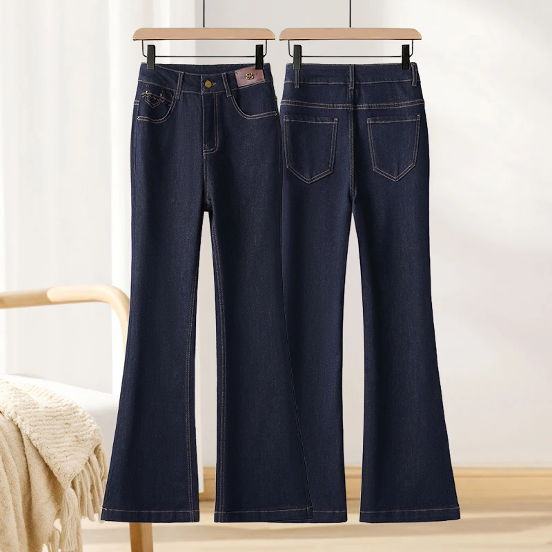 丹宁风修身百搭阔腿喇叭裤女2025秋季新款高腰显瘦爆款牛仔微喇裤