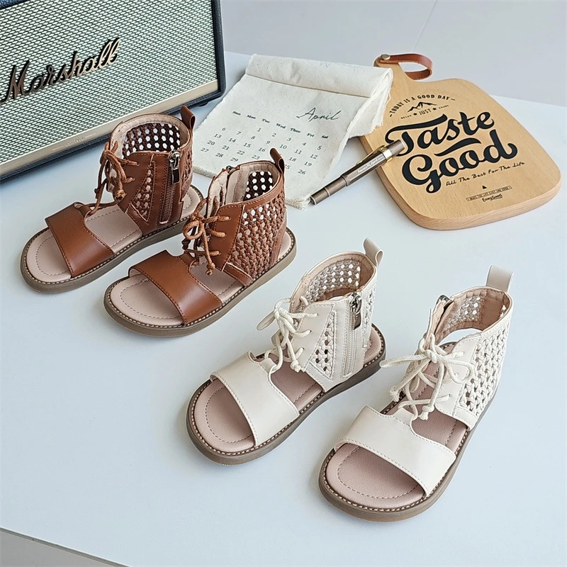 7522童鞋2025夏季新款韩版女童波西米亚风时尚罗马靴公主凉鞋潮鞋