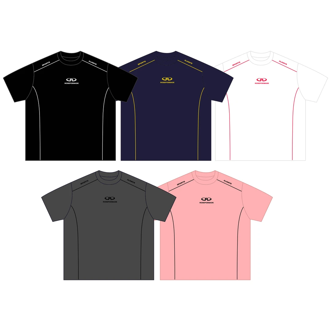 Rosepoem夏季时尚高街潮牌宽松重磅字母带字母刺绣美式短袖男女款