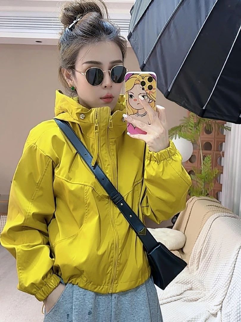 欧货休闲双拉链冲锋衣外套春季爆款短款2025新款洋气时尚夹克上衣