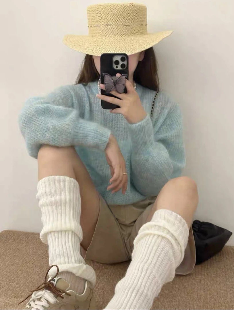 【奢牌同源】氛围感泡泡袖毛衣韩式慵懒风