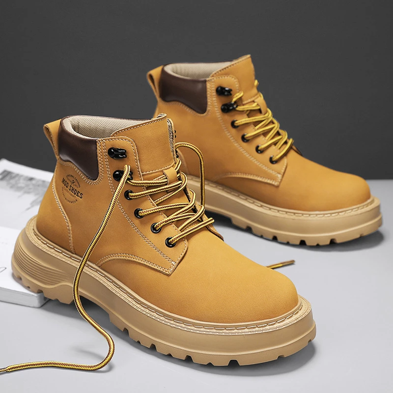 马丁靴鞋子男士潮款冬季新款真皮高帮男鞋休闲工装靴子男加绒棉鞋