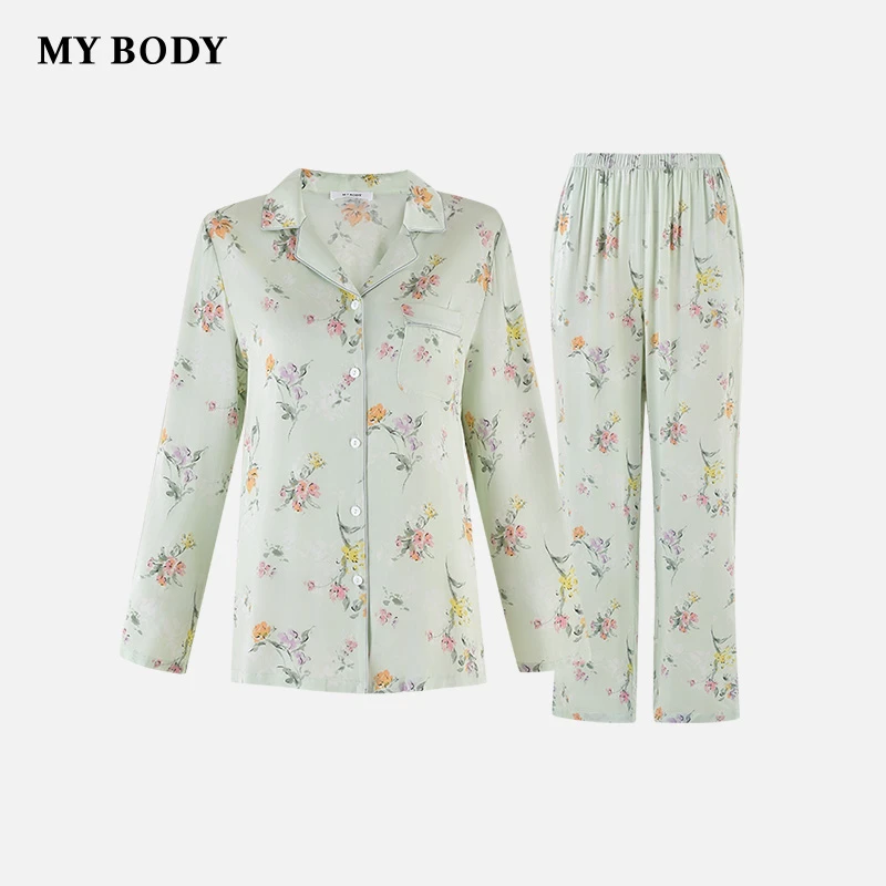 商场同款MYBODY人棉贡缎舒适家居套装