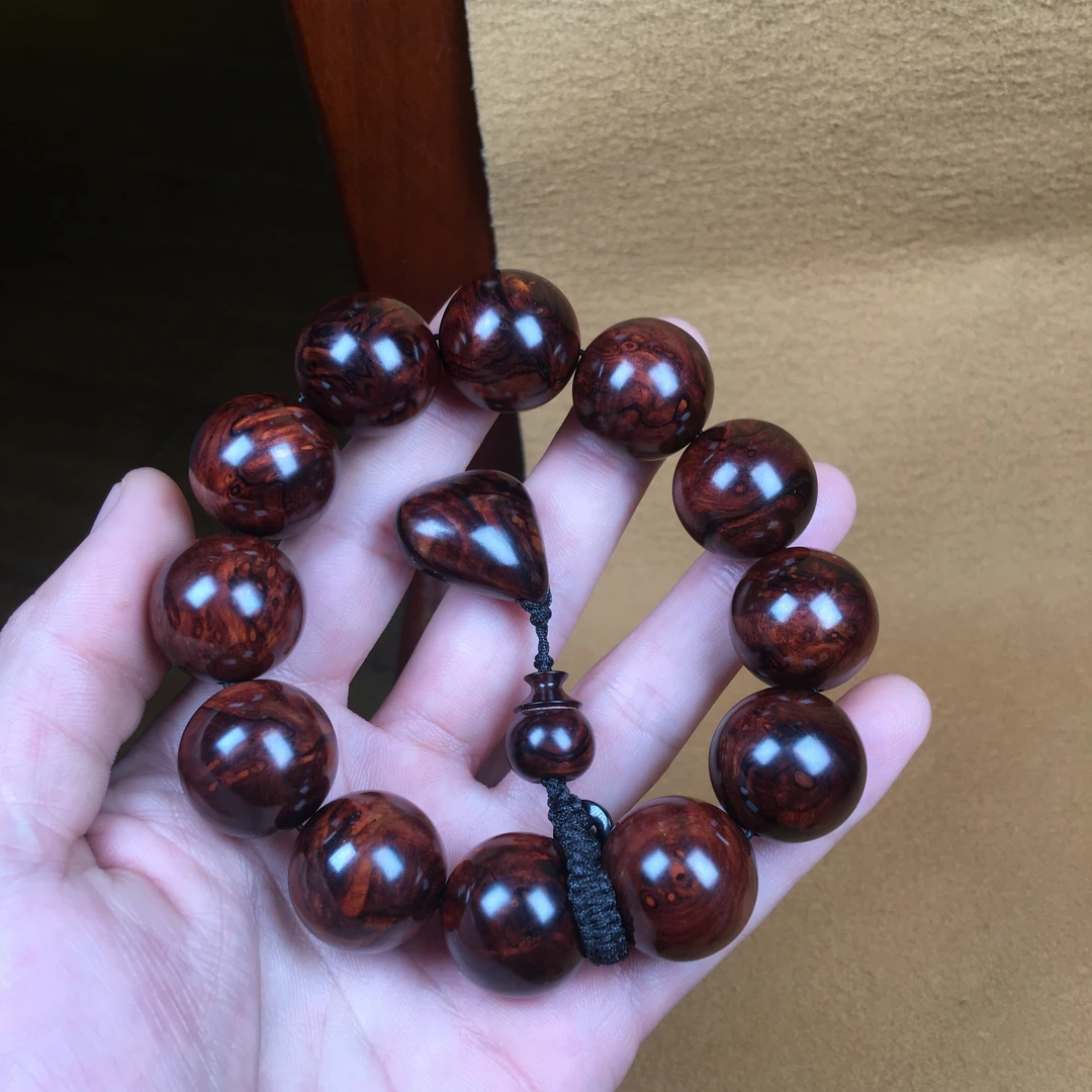 海南黄花梨【降香黄檀】2.0紫油梨瘤疤手串十月田土埋老料沉水55g