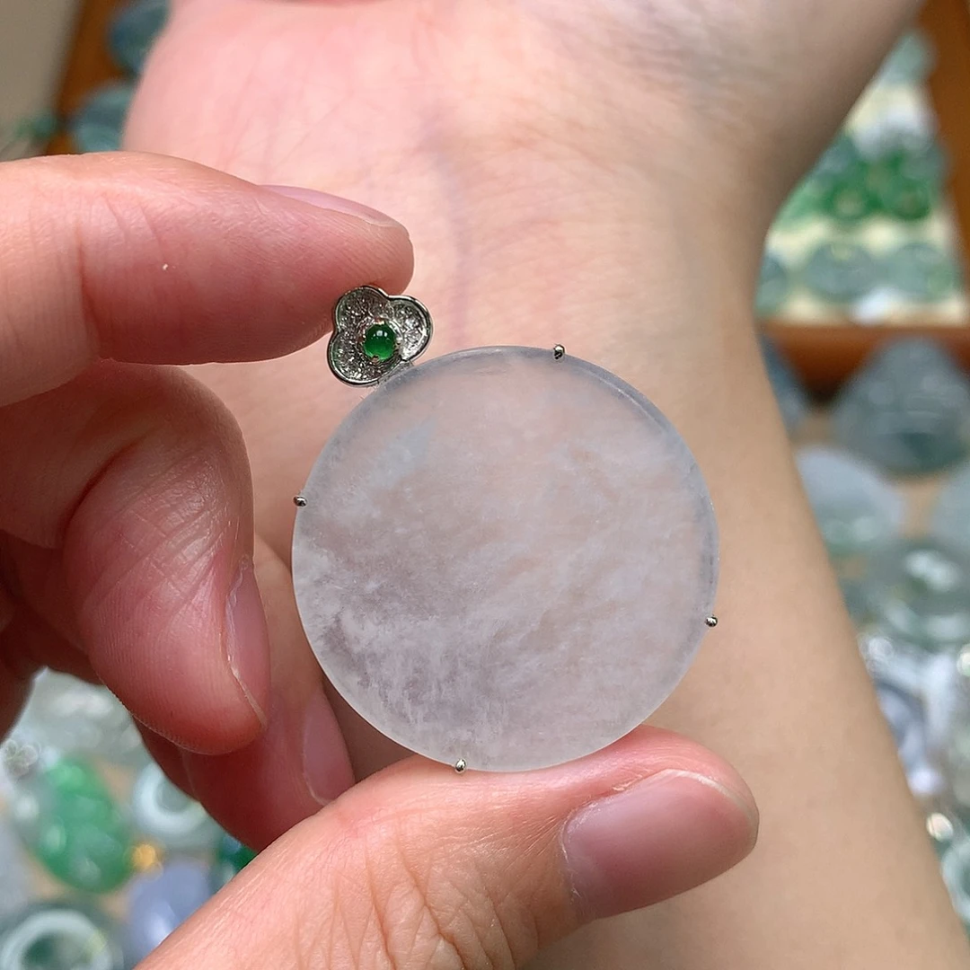 翡翠18K金镶嵌吊坠(不含链)翡翠