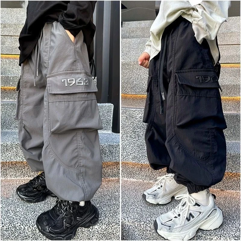 男童工装裤2025春秋款新款儿童中大童休闲裤宽松束脚韩版