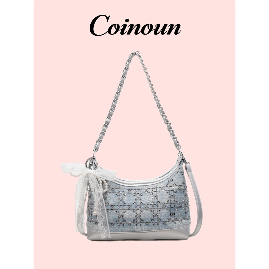 穗冰冰 Coinoun高级感轻奢牛仔布镶钻包女2025新款通勤单肩斜挎包