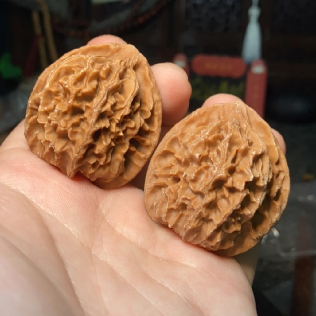 A001文玩核桃野生小众水波纹官帽边42肚38高44全品