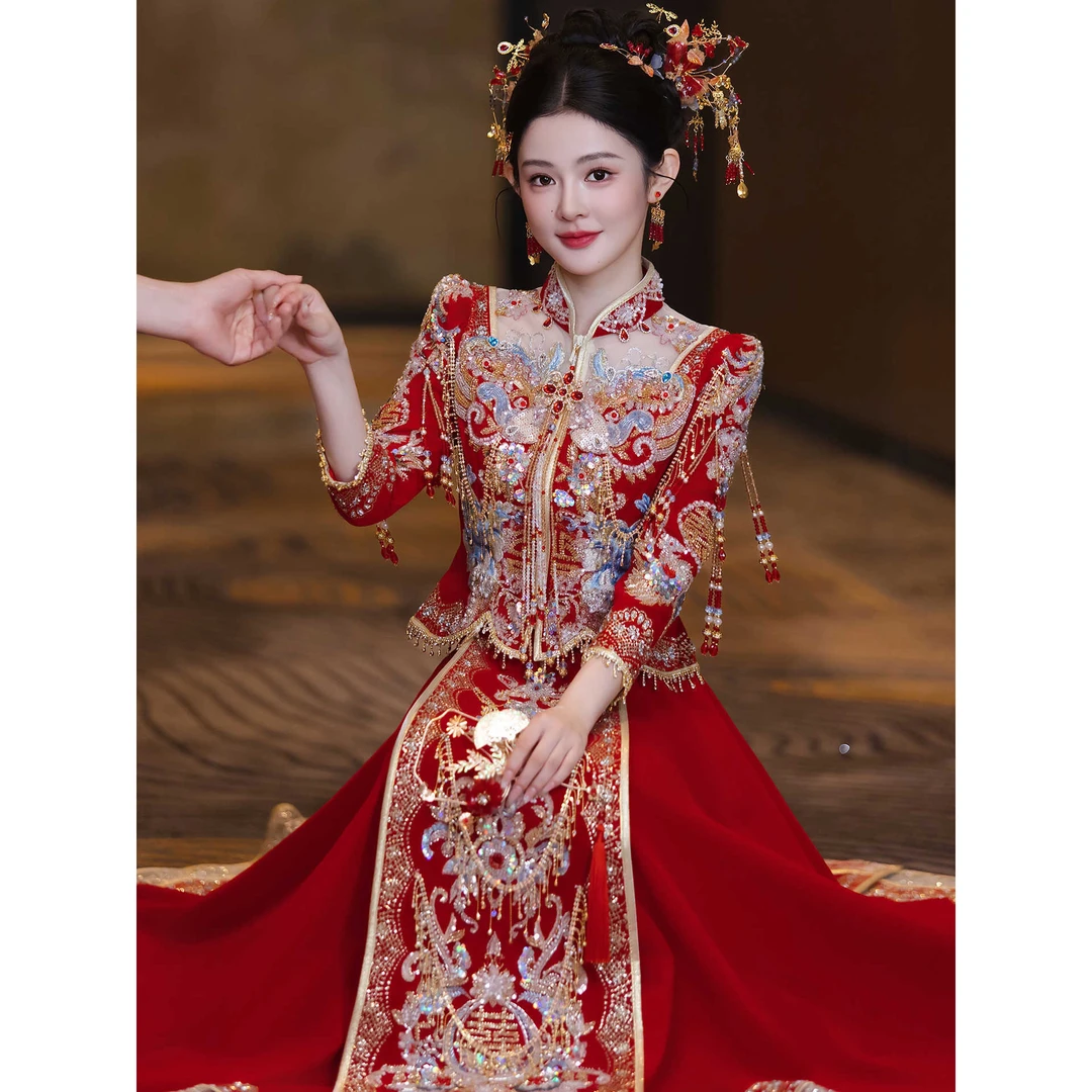 新款秀禾服2025重工出阁礼服中式新娘奢华大裙摆结婚敬酒服嫁衣女