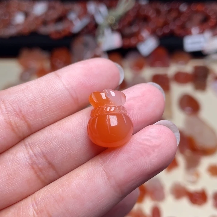 南红玛瑙其他未镶嵌钱袋子吊坠孔1868