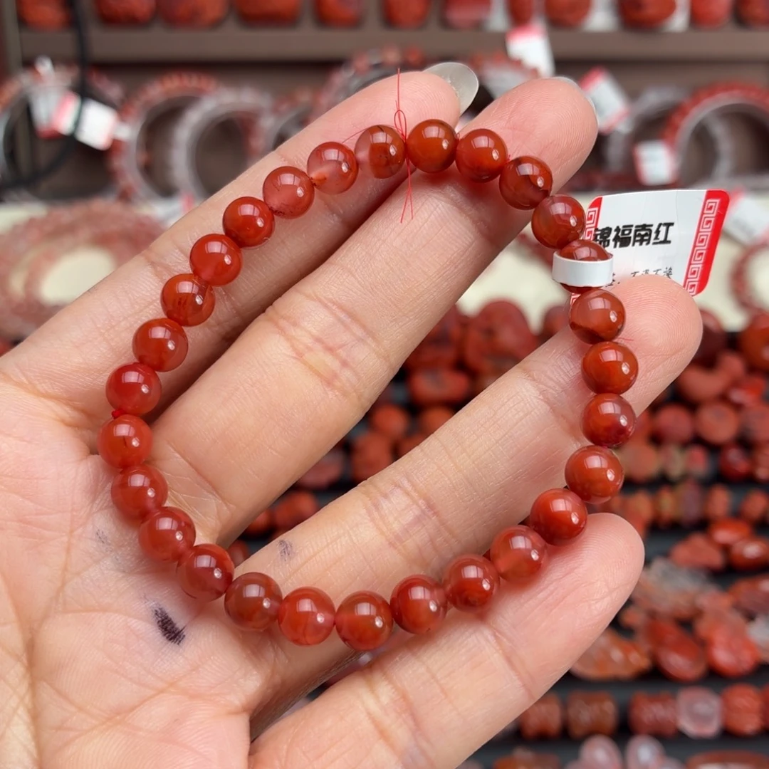 南红玛瑙未镶嵌颈饰柿子红单圈6+