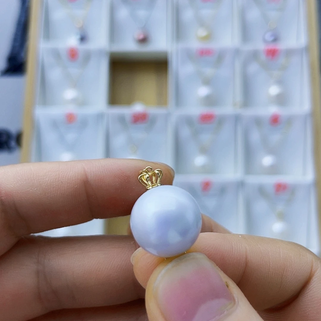 淡水珍珠18K金镶嵌吊坠(不含链)