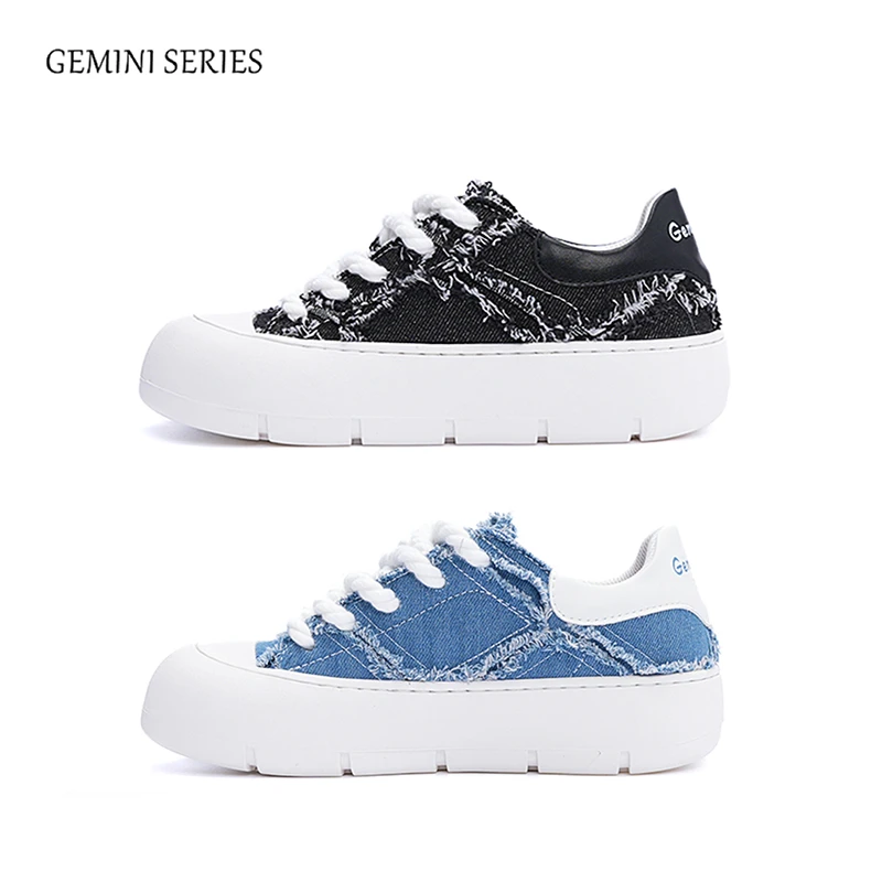 双子座系列丨夏季男鞋牛仔复古拼接情侣鞋男款爆款厚底增高鞋2025