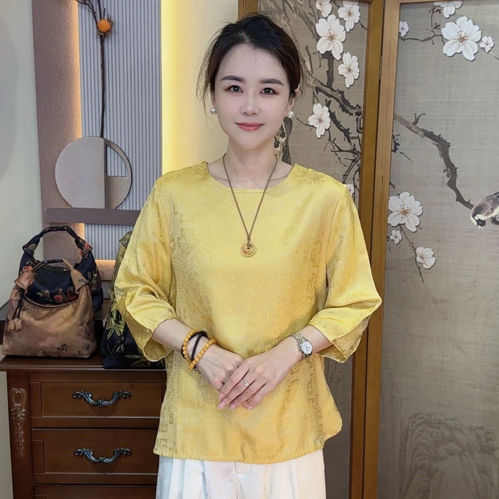 【悠悠】新中式国风提花短袖小衫（K238）