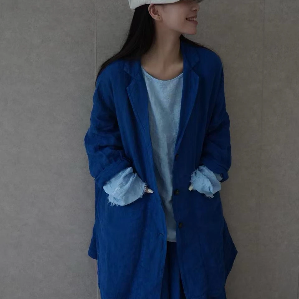 AS6854胭絮-设计师款砂洗亚麻面料大西装