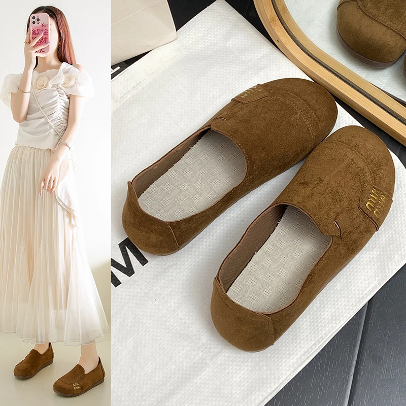 马欧坦春秋勃肯鞋豆豆鞋浅口防滑单鞋百搭春秋一脚蹬透气奶奶鞋