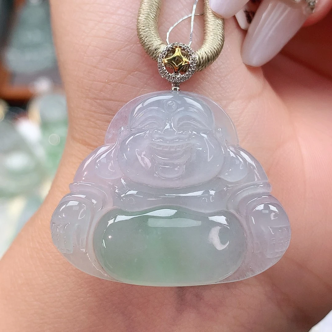 颈饰18K金镶嵌翡翠佛公