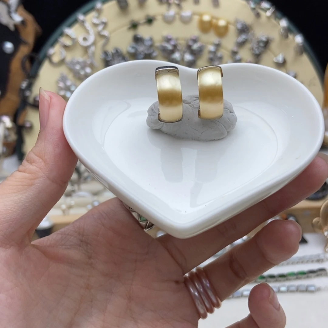 画框海水珍珠银S925镶嵌金珠耳扣