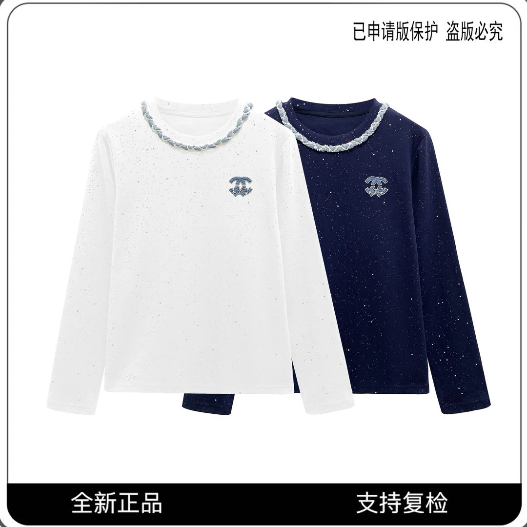 68291#CSIN轻奢时尚小香风满天星烫钻T恤2025显瘦休闲个性上衣潮