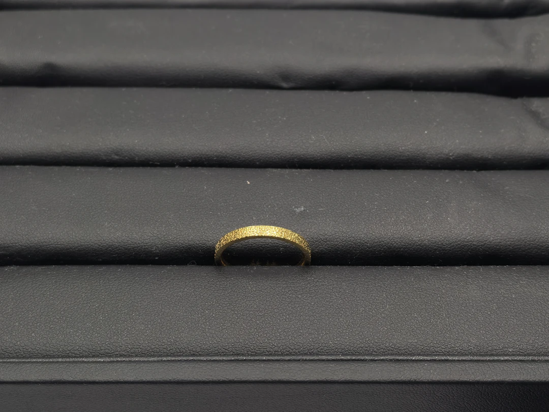 钛钢戒指 窄版古法磨砂日韩原创设计首饰金色指环经典不掉色简约