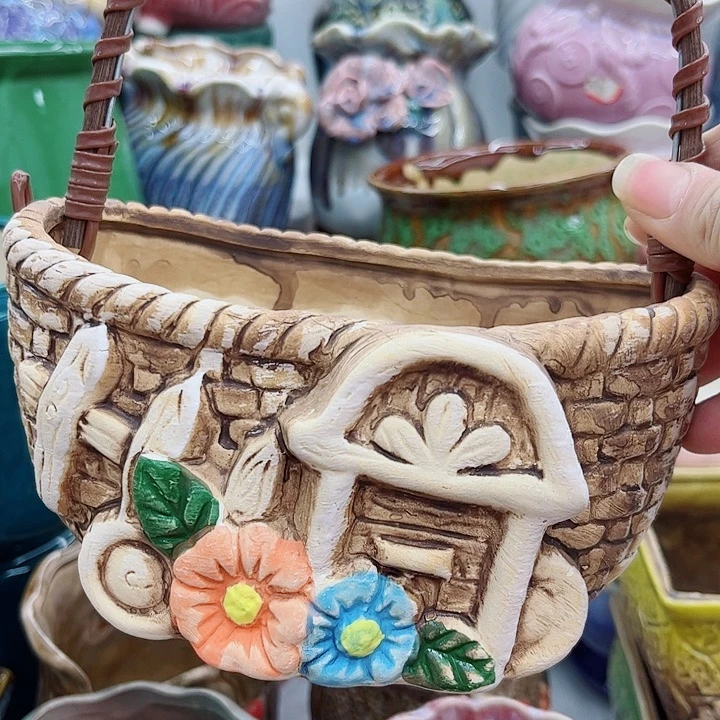 多肉绿植陶瓷花盆9.9包邮，有孔