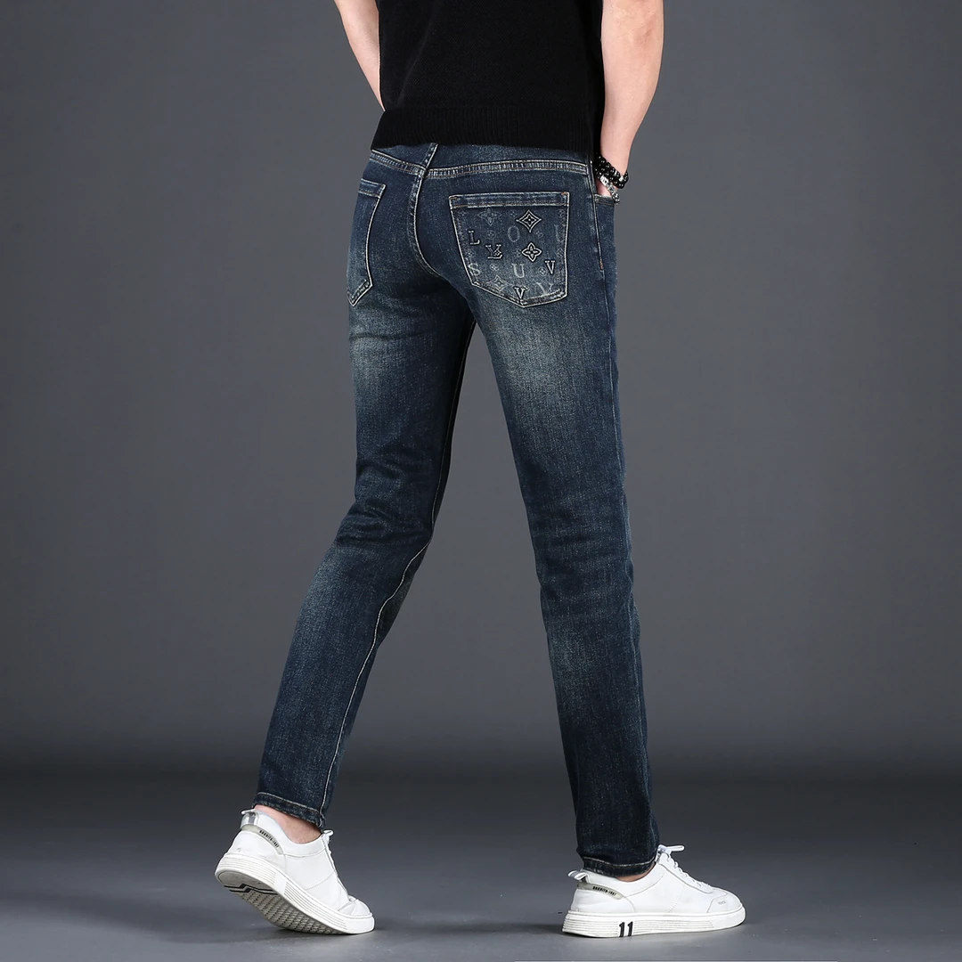 BOTEMER/比提米尔轻奢牛仔裤男士秋冬潮流修身小脚弹力牛仔裤