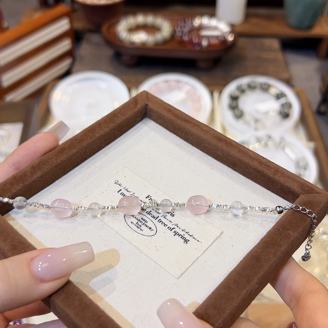 烟晶银S925镶嵌手链