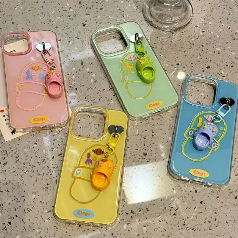 夏日趣味洞洞鞋带挂坠适用16Promax手机壳13保护套1514情侣12/11