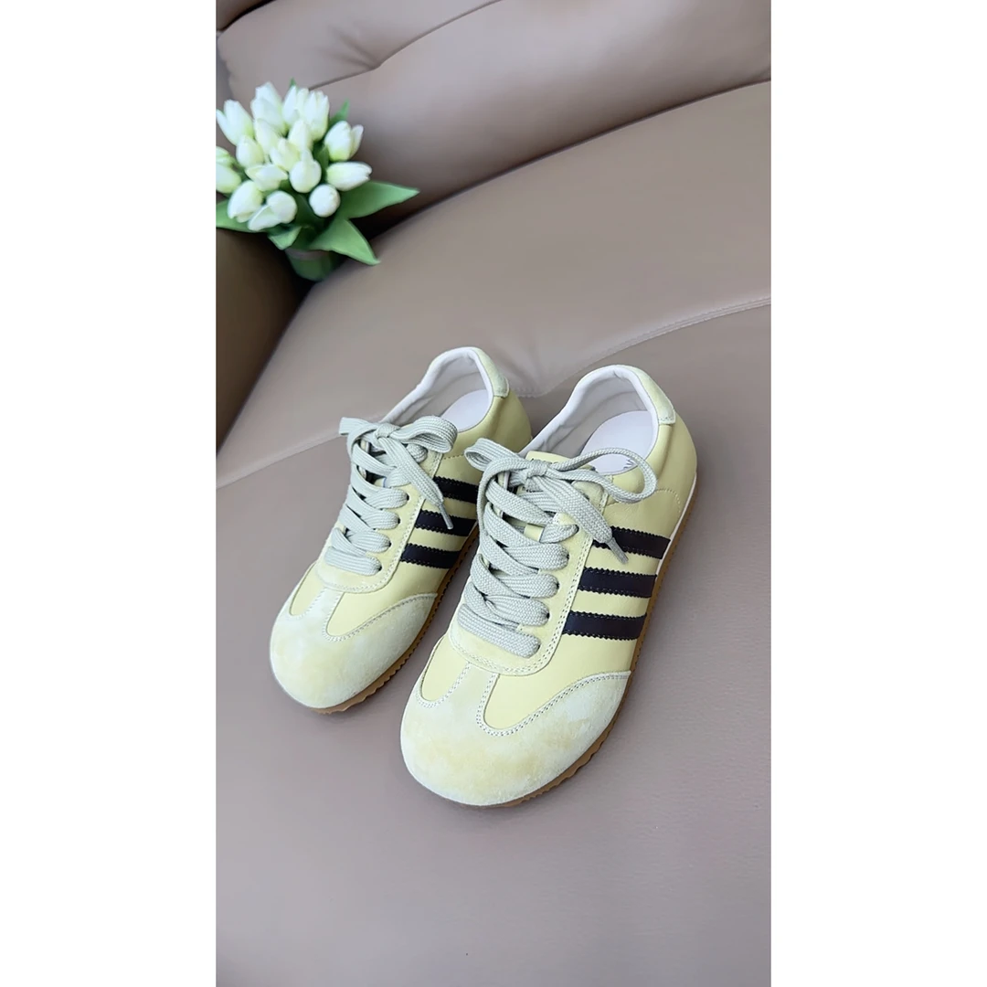 品牌原单夏季牛皮德训休闲鞋—【黄色】—6921