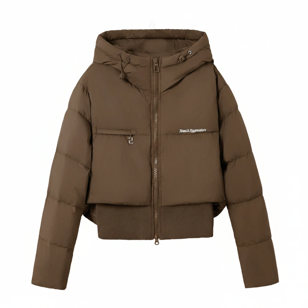【实体店】82136连帽休闲风厚款宽松型常规宽松秋冬羽绒服
