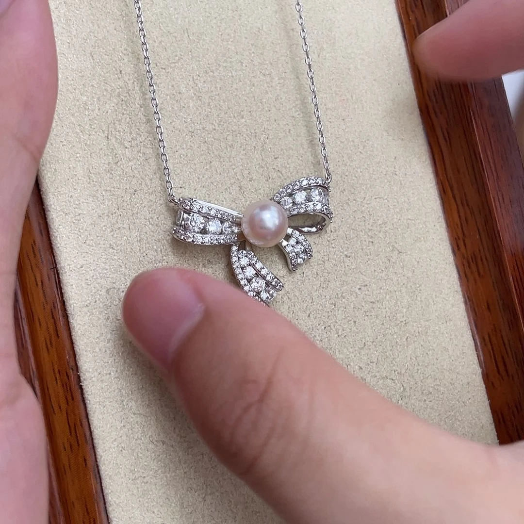 海水珍珠银S925镶嵌颈饰