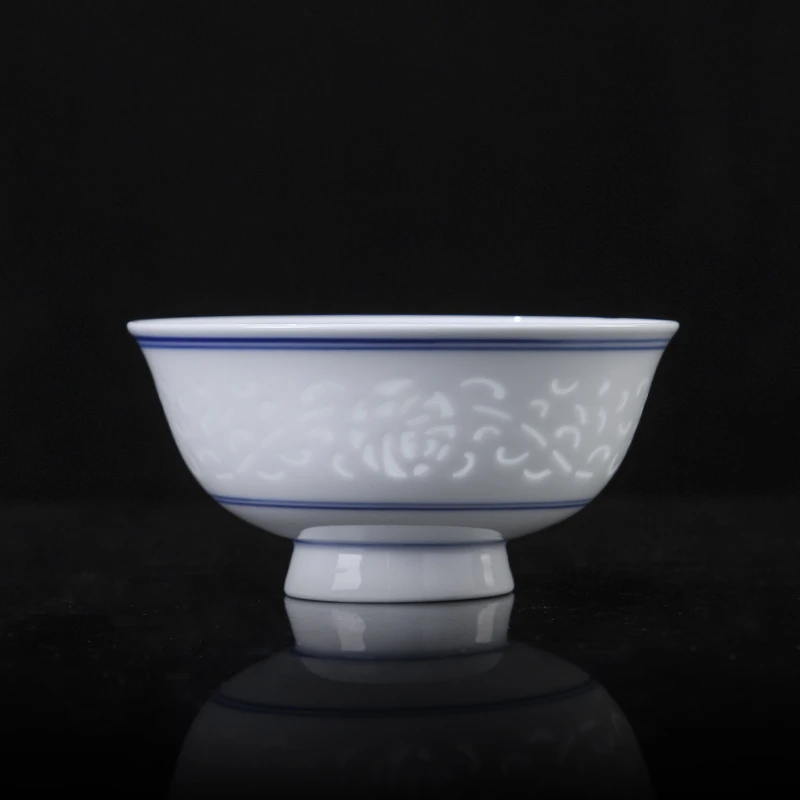景德镇高温白瓷玲珑饭碗（4.7寸）