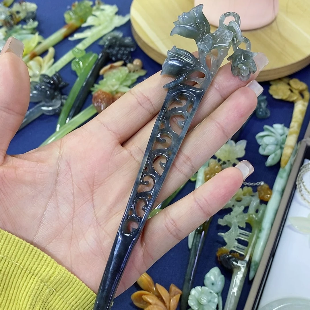 蛇纹石玉发簪未镶嵌九